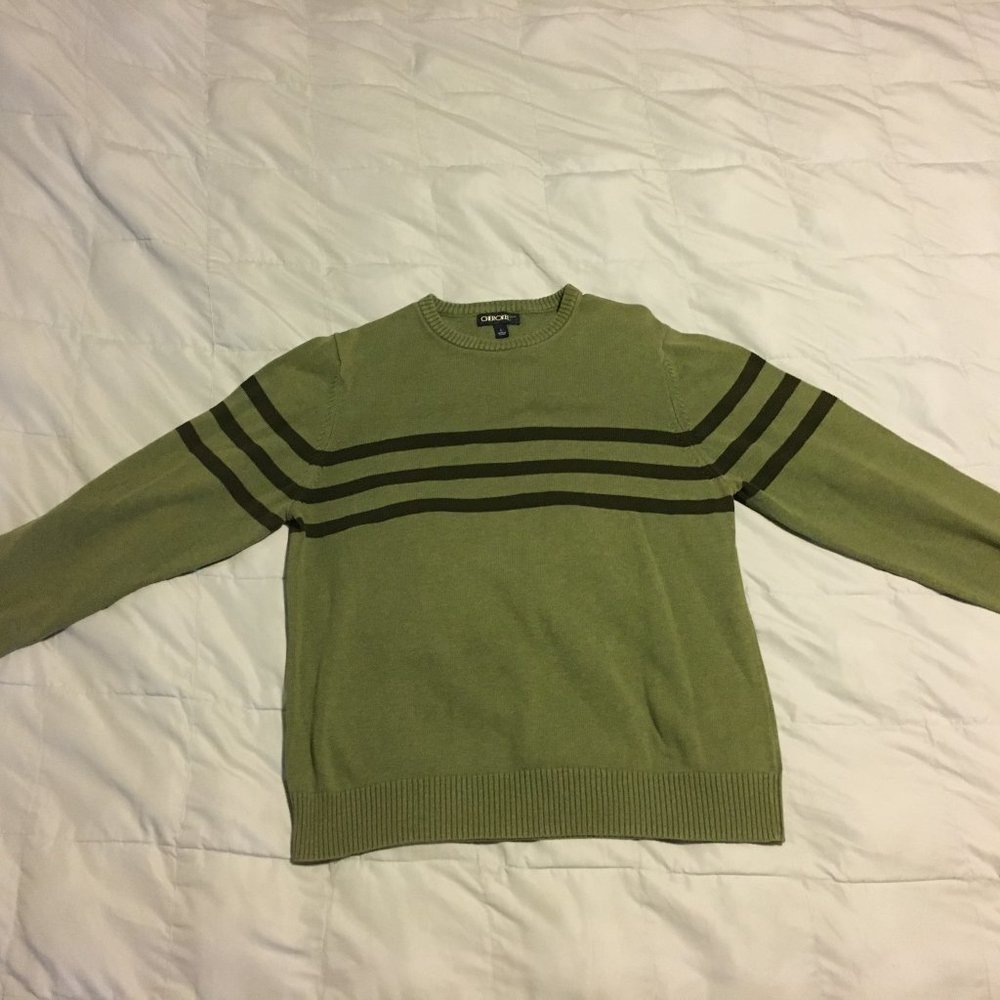 Cherokee Brand Sweater - L, Green w/Green Stripes